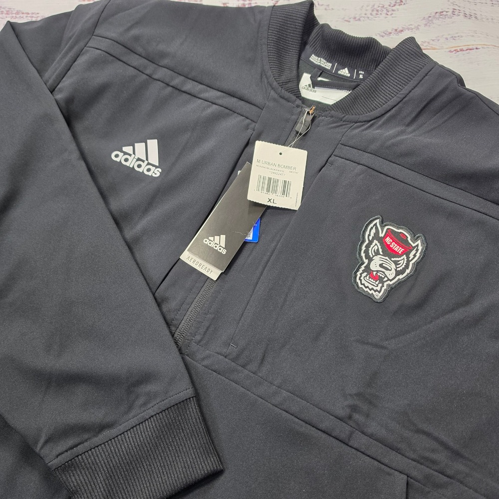 Adidas Urban Bomber Jacket Mens XL Black NWT NC State Wolfpack Aeroready
